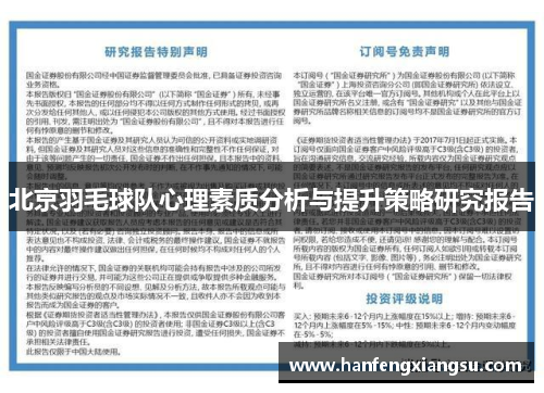 北京羽毛球队心理素质分析与提升策略研究报告
